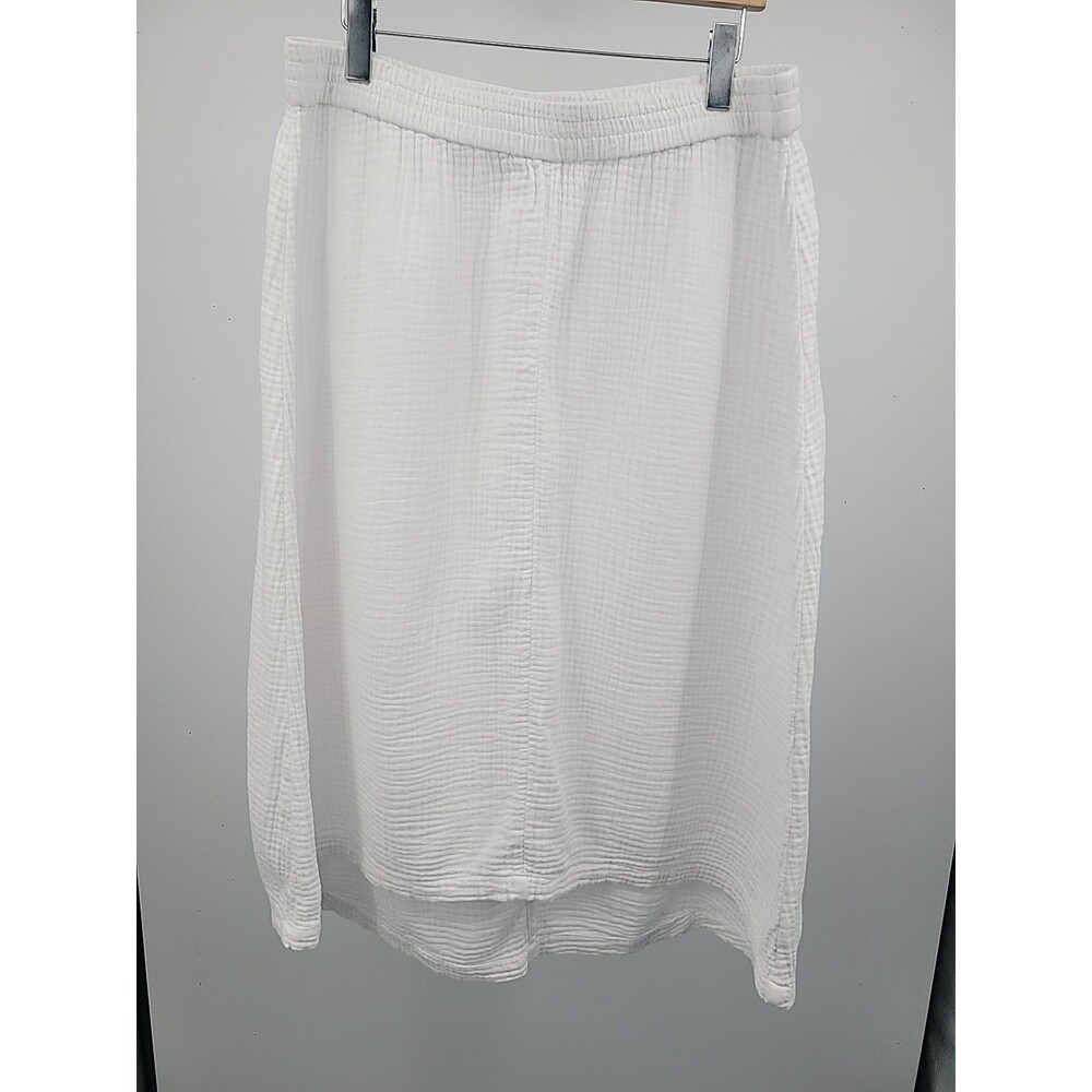 J. Jill White Gauzy Muslim Boho Midi Skirt Sz L Beachy Vacation Resort Bohemian